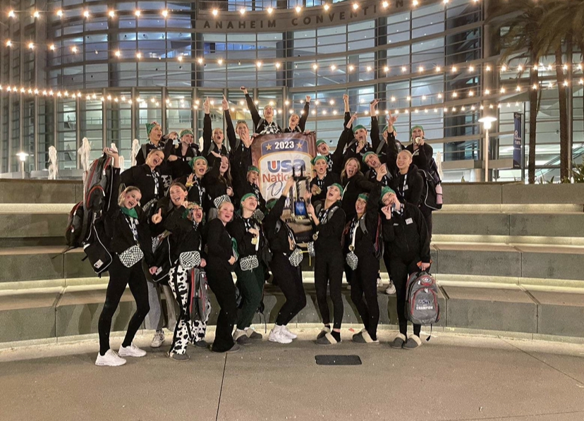 The Eagle High Lightening dance team was filled with joy after winning first for the kick category at Nationals.