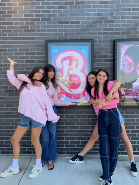 Eagle High graduates Sicily Smith, Ellie Smith, Kate Rasmussen, junior Claire Rasmussen and senior Grace Rasmussen went as a group to watch the new Barbie movie. 