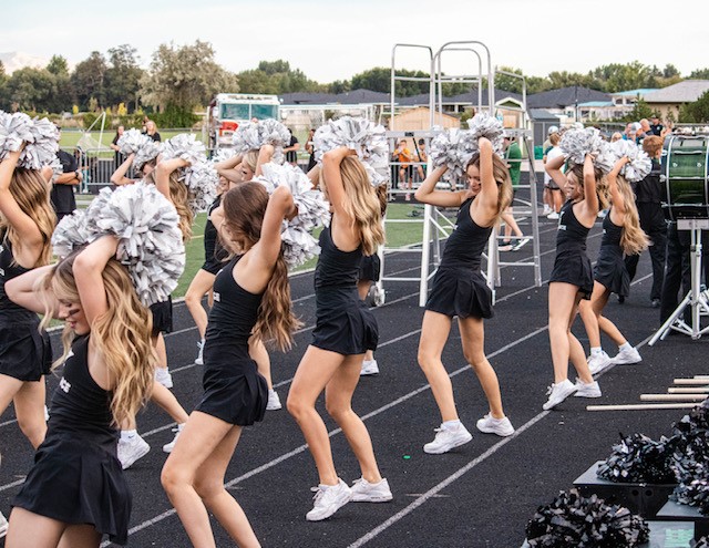 The Eagle Lightning Dance Team gets the crowd pumped for the Rocky Mountain vs Eagle High football game on Sept. 8. 