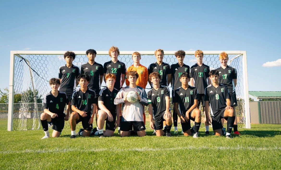  

The Eagle High varsity boys soccer team poses for their team photo. They are on their way to districts, and they have had a rewarding season. 
