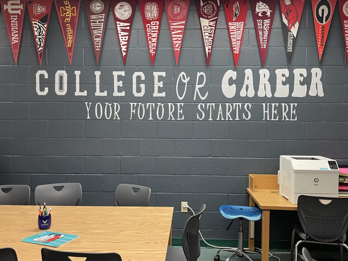 Eagle High students are welcome to sit in the career center and ask questions about potential colleges. Counselors Anna Bemis and Nichole Deakins are available by schedule for any students that need help with any college related matters. 
