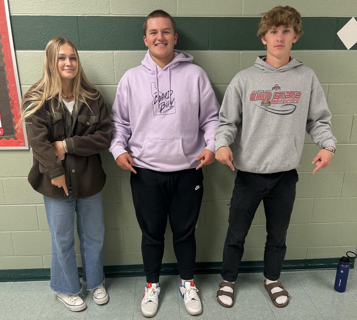 Students around Eagle High love to wear shoes like Nike Dunks, Birkenstocks, Yeezy slides, Airforce’s, Jordans and Converse. These shoes are comfortable and look great with a large variety of outfits. Sophomore Presley Deck wears Converse, sophomore Gus Charles wears dunks and sophomore Cater Ditlove wears Birkenstocks.