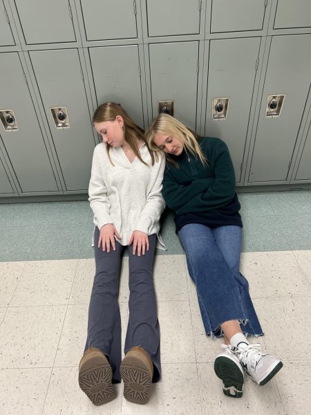 Sophomores Ellie Mcmanigal and Natalie Huff are exhausted even after break. There has been debate over whether the break should be longer, and Mcmanigal and Huff are all for it. 