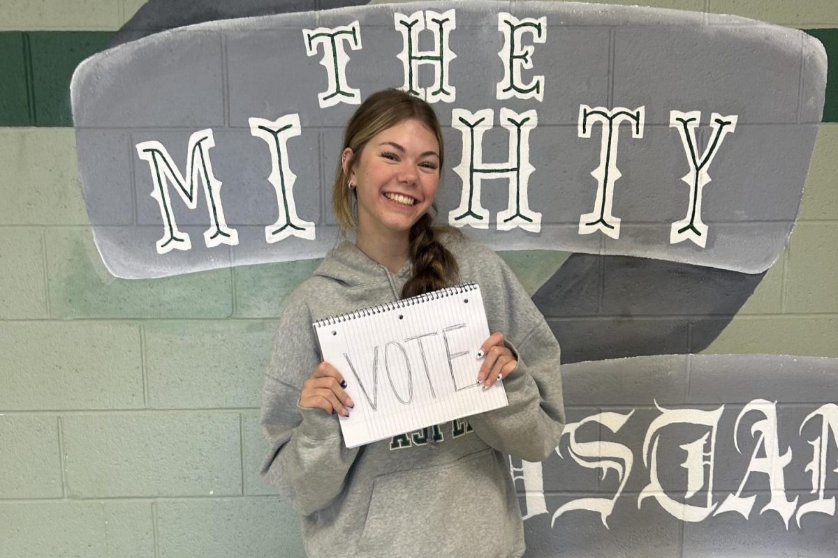 Junior Cienna Spence shows her interest in politics by encouraging people to vote. One of the biggest privileges for uprising seniors and recently graduated Eagle High alumni is the right to vote in the US election.