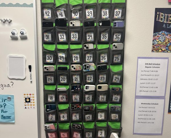 A new district policy this year requires that students place their phones in the “phone vault” at the beginning of each period. “Phone vaults” in every classroom across the West Ada school district are full at the beginning of each class period. 