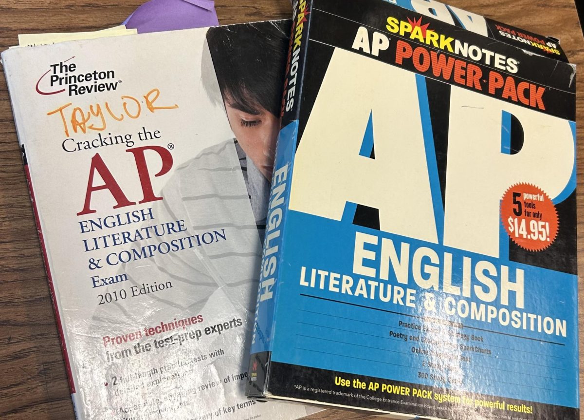 Old AP books are used by students to help throughout their AP classes. Study materials like these can be found throughout the school district on new bookshelves. 