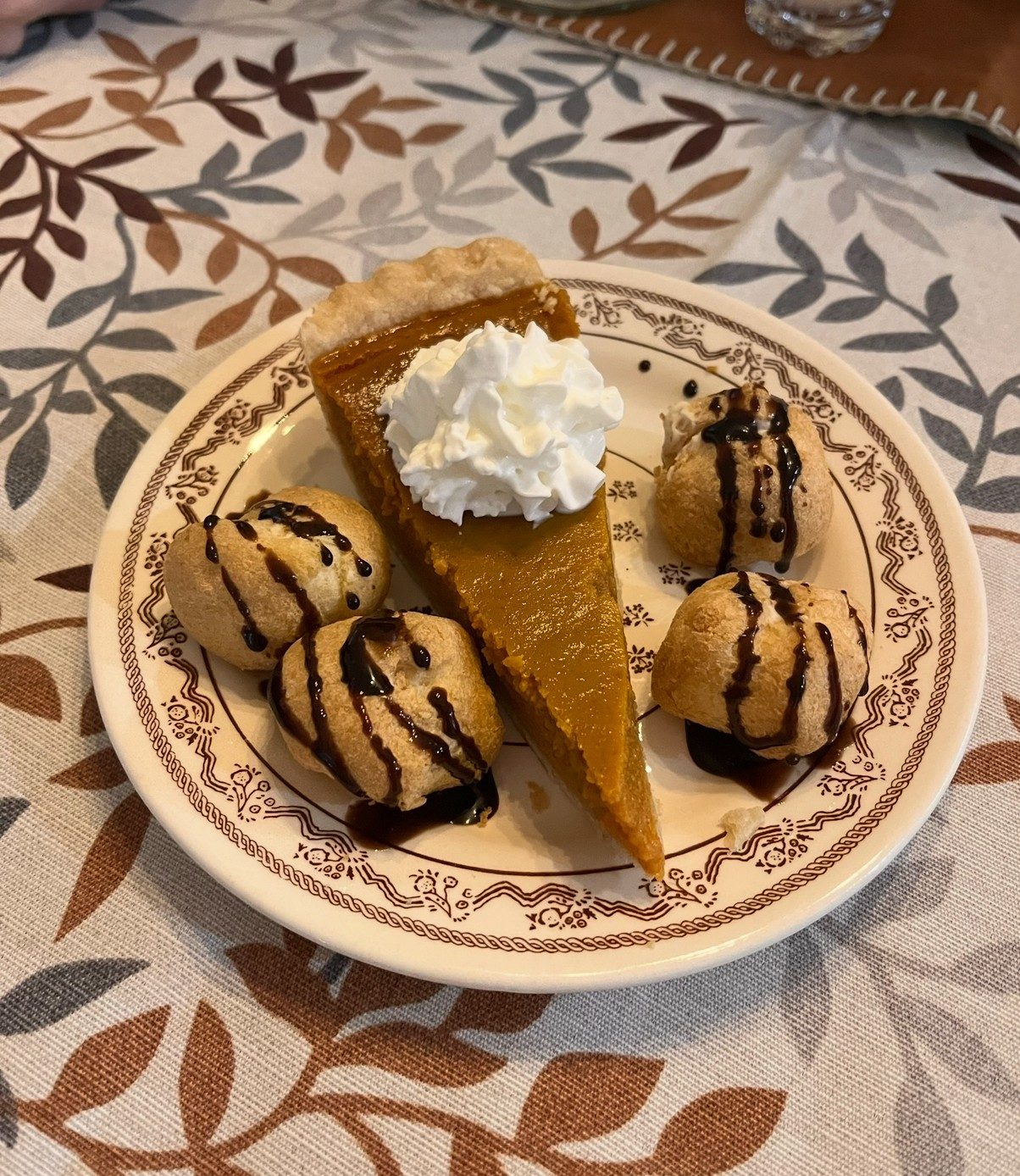 Pumpkin pie and cream puffs are served for dessert after Thanksgiving dinner. Pumpkin pie is one of the most popular desserts, and many think that it is the best Thanksgiving dessert. 