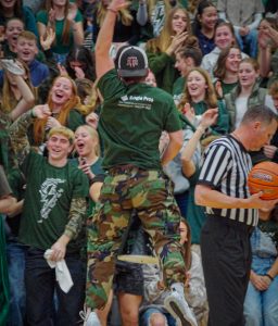 The Eagle High Stang Gang kept the student section lively for the duration of the game. The energy throughout the game was high through all four quarters despite Eagle High suffering a loss. 