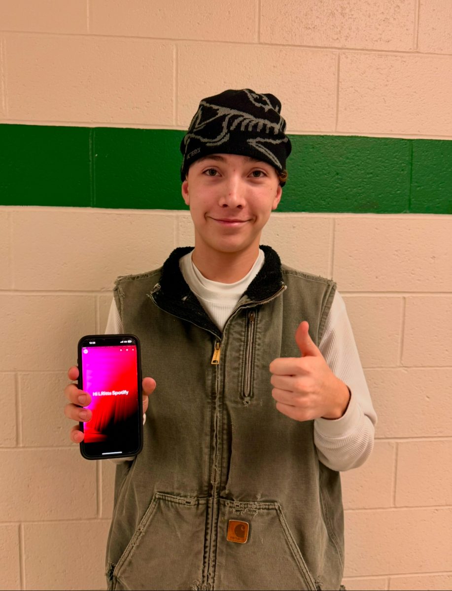 Sophomore Luke Ritter shows his Spotify wrapped. Spotify Wrapped shows a user’s top artist and top songs over the course of a year which reveal their taste in music.