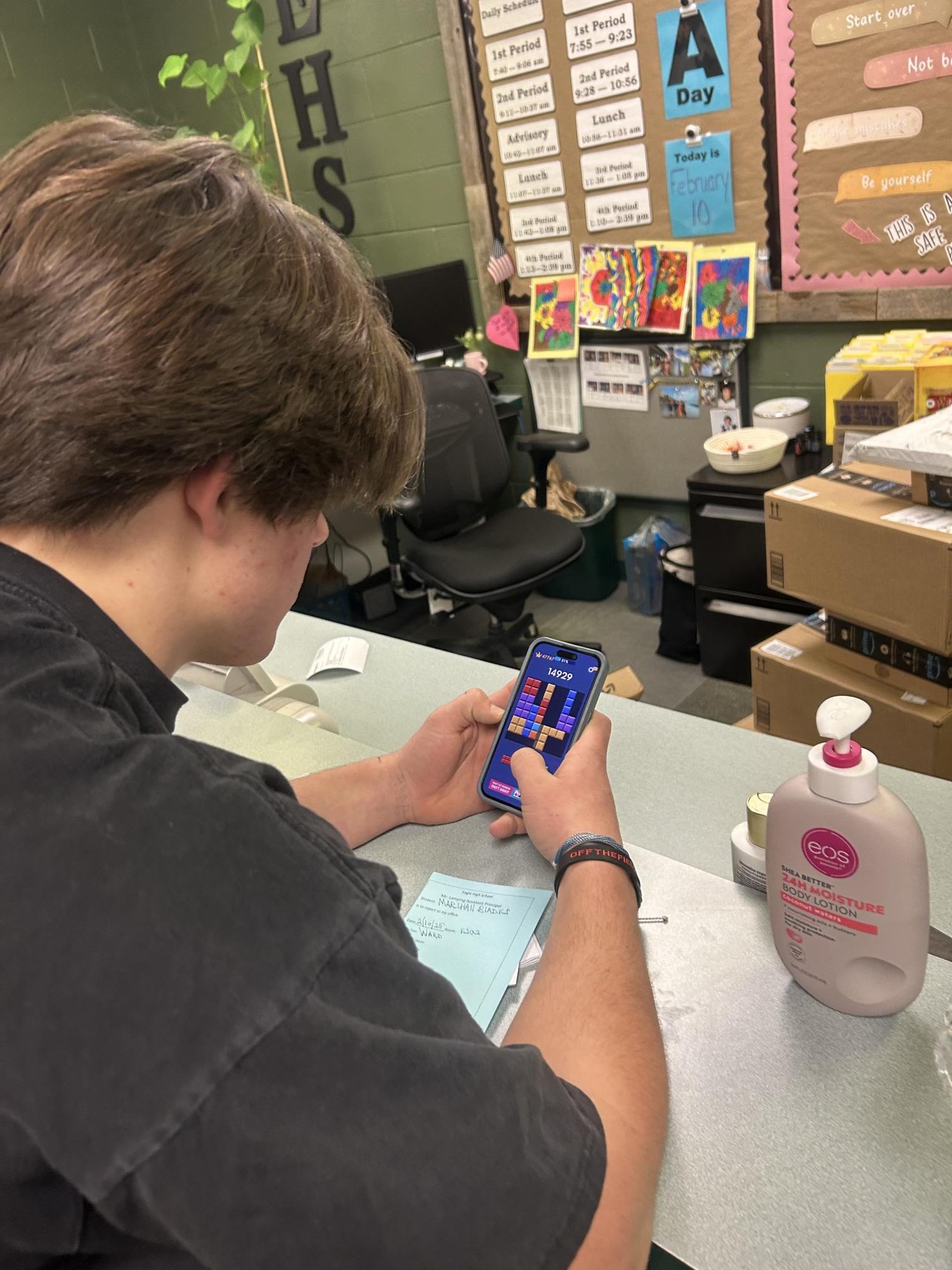 Senior Jack Giannini plays popular mobile game ”Block Blast.” He is in love with the strategy and problem solving it involves. 