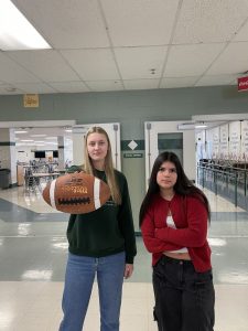 Senior Mckenna Johnson (Eagles) and junior Melia Diaz (Chiefs) represent the NFL teams with each team’s iconic colors, the green Philadelphia Eagles and red Kansas City Chiefs. The Eagles were victorious over the Chiefs on Sundays anticipated contest.