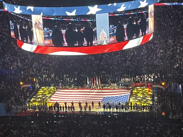 Father of Eagle High student, Timothy Snooks watches the 2024 NCAA Men’s Basketball Final Four in Houston, Texas. The Final Four was played in NRG Stadium.