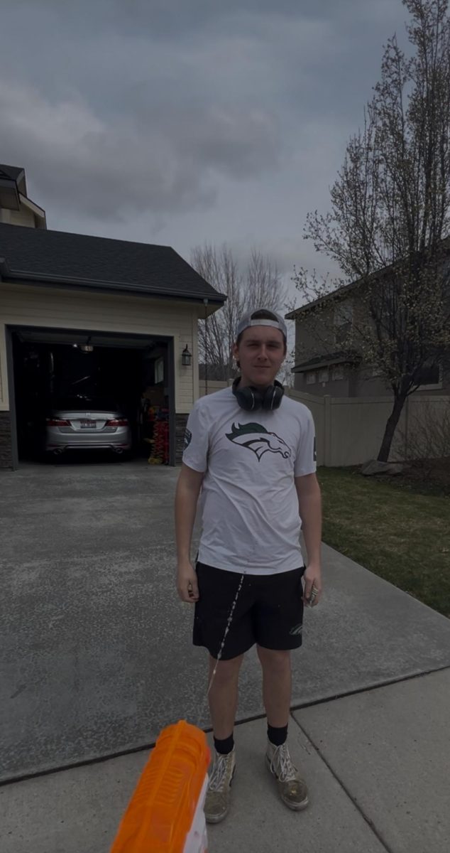 Senior Jacques Scott-Quekett eliminates senior Nicholas Schiavi outside of Schiavi’s house. The elimination took place on March 30. 