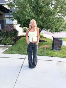 Freshman Harper Borst poses for a photo on the first day of school. Borst has met new people and enjoys her new and exciting classes. 
