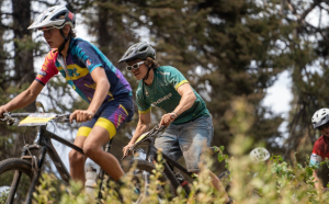 Senior Gavin Davies races against competing teams in a mountain bike race. Eagle High raced against teams like McCall High, Borah High and more. 