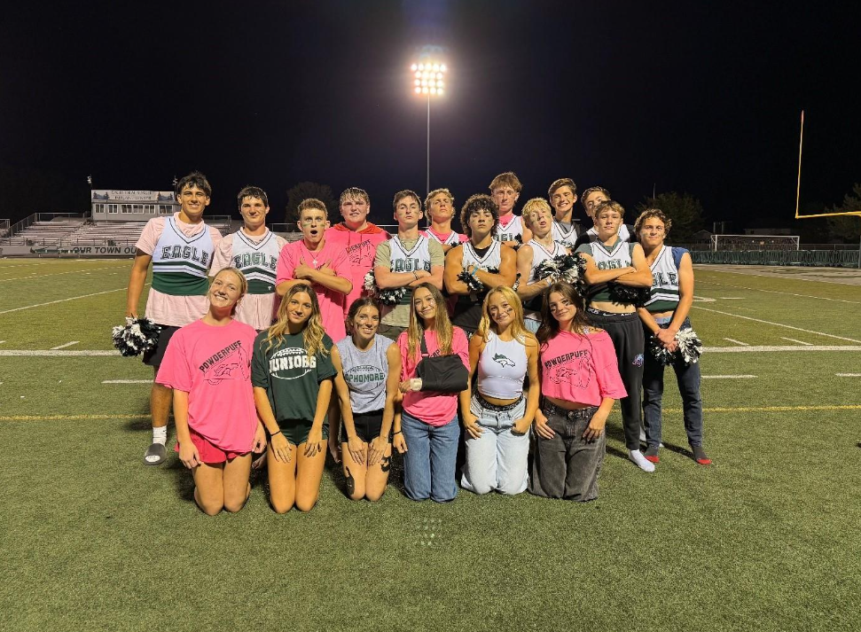 The multiple participants of Eagle High’s powderpuff represent the players and cheer team. The cheerleaders did not fail in the performance of the roughly played games that resulted in the freshman class’s victory.