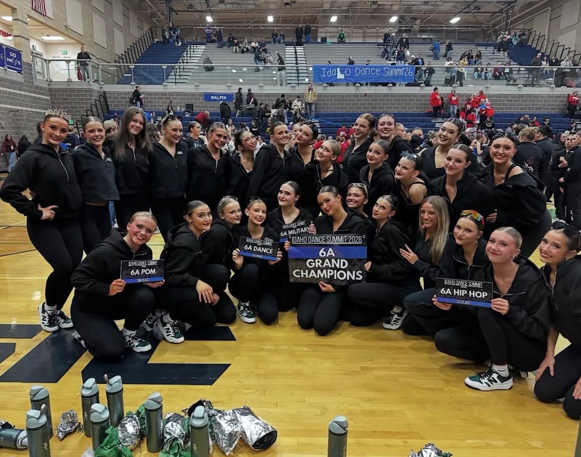 The Eagle Lightning Dance Team poses for a group photo after becoming 6A grand champions at the Idaho Dance Summit Jan. 17. They came first in Hip Hop, Dance, Military and second in pom.