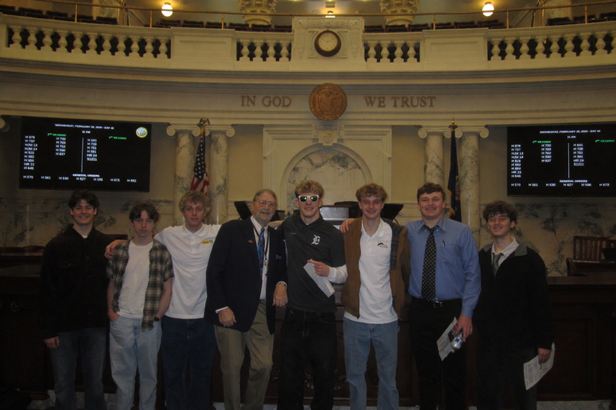 Seniors from Eagle High are given the privilege to attend the Capitol building with their government class each year. Stephen C. Guerber stands with Eagle High students taking a field trip to the Capitol this year. Guerber is the former mayor of Eagle, Idaho, serving from 1988 to 1996. 