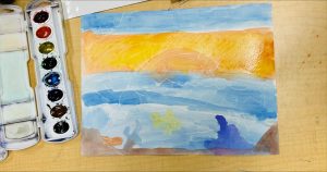 Watercolor painting is one of the many creative activities that Eagle High students help teach to elementary schoolers. The children and teenagers both enjoy this experience of using creativity and arts and crafts.